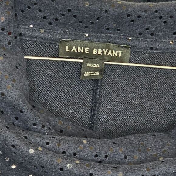 Excellent Condition Lane Bryant Navy Blue Gray Sequin Sweater Cowl Neck - Picture 2 of 3